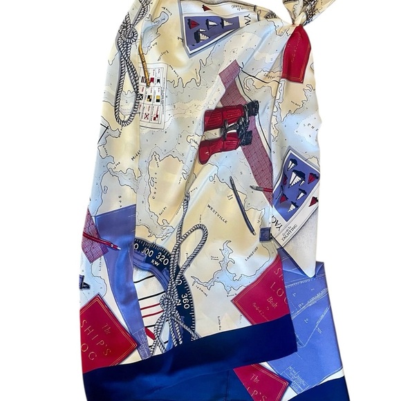 Vintage Ralph Lauren Silk Nautical Scarf Print Wrap Skirt Yacht 90s 8 EUC - Picture 2 of 12